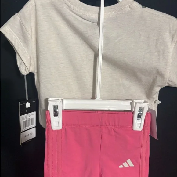 Adidas Floral Logo Tee And Shorts Set— Size 12M - Picture 2 of 3